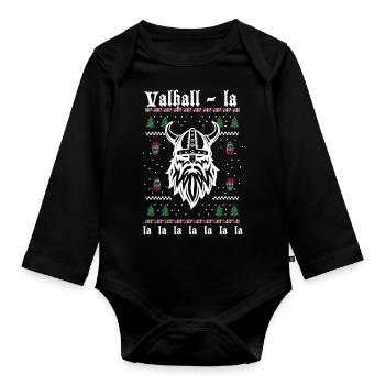 Valhall-la-la-la - Weihnachts Wikinger - Baby Bio-Langarm-Body - Schwarz - Vorne