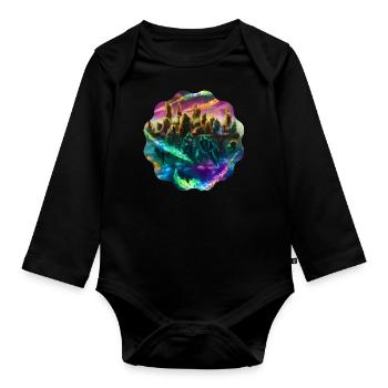 Landscape - Organic Longsleeve Baby Bodysuit - black - Front