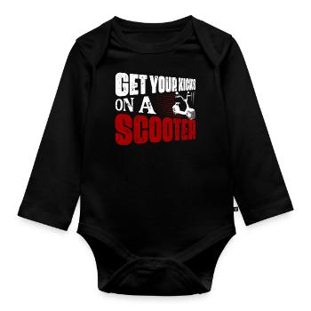 Get Your Kicks On A Scooter Moped Motorbike - Baby Bio-Langarm-Body - Schwarz - Vorne
