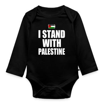 I Stand with palestine - Body Bébé bio manches longues - noir - Devant