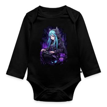 Cyber Bat Gamer Girl - Anime Shirt - Organic Longsleeve Baby Bodysuit - black - Front