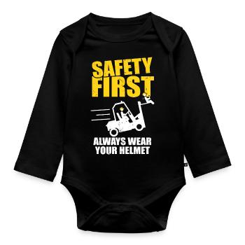 Forklift Driver Funny Safety First Always Wear You - Baby Bio-Langarm-Body - Schwarz - Vorne