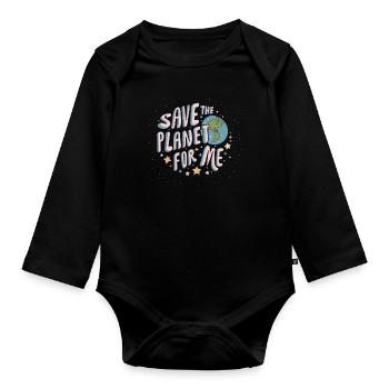 SAVE THE PLANET FOR ME - Organic Longsleeve Baby Bodysuit - black - Front