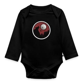 The Wolf in the Night - Organic Longsleeve Baby Bodysuit - black - Front