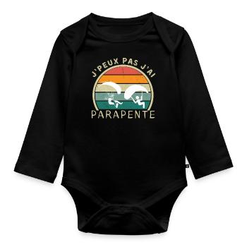 J'peux pas j'ai parapente T-shirt Parapentiste - Body Bébé bio manches longues - noir - Devant