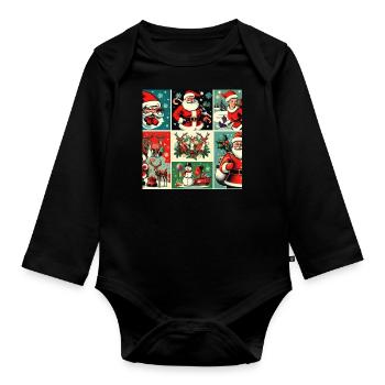 Weihnachtlicher Rahmen - Baby Bio-Langarm-Body - Schwarz - Vorne