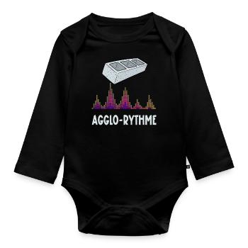 agglo-rythme - Body Bébé bio manches longues - noir - Devant