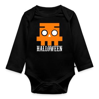 Halloween T-Shirts, Feiertags-Weihnachtshemd, Kürb - Baby Bio-Langarm-Body - Schwarz - Vorne