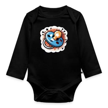 Baby Pacifier - Organic Longsleeve Baby Bodysuit - black - Front