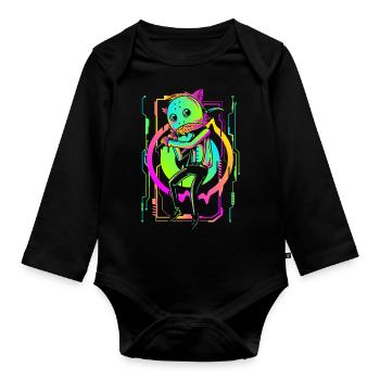 Cyberpunk Streetwear Gamer Technik - Baby Bio-Langarm-Body - Schwarz - Vorne
