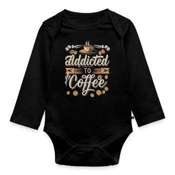 Kaffeesüchtig: Ein Hauch von Koffein - Baby Bio-Langarm-Body - Schwarz - Vorne