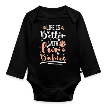 Dog Owner, Animal Love, Animal Lover - Organic Longsleeve Baby Bodysuit - black - Front