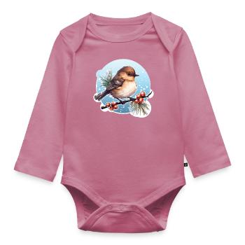 Braunkehlchen im Winter - Baby Bio-Langarm-Body - Mauve - Vorne