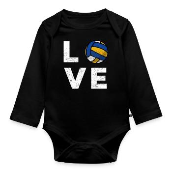 Liebe Volleyball - Baby Bio-Langarm-Body - Schwarz - Vorne