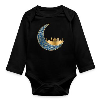 Ramadan Mubarak muslim islam Fasten moslem Allah - Baby Bio-Langarm-Body - Schwarz - Vorne