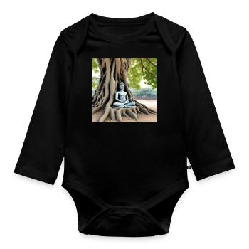 Buddha - Baby Bio-Langarm-Body - Schwarz - Vorne