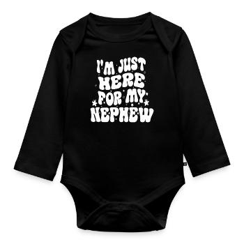 i'm Just Here For My Nephew funny Aunt gift - Body Bébé bio manches longues - noir - Devant