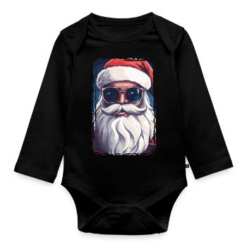 Merry Christmas - Organic Longsleeve Baby Bodysuit - black - Front