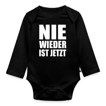 Nie wieder ist jetzt - Baby Bio-Langarm-Body - Schwarz - Vorne