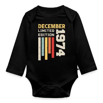 Dezember 1974 - Dezember 1974 Geburtstagsgeschenk - Baby Bio-Langarm-Body - Schwarz - Vorne