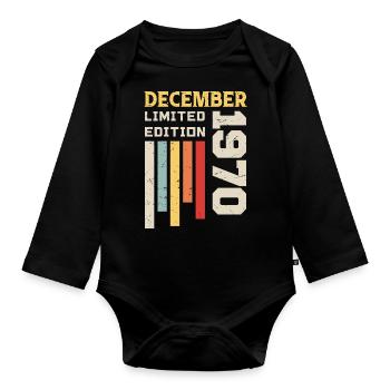 Dezember 1970 - Dezember 1970 Jubiläumsgeschenk - Baby Bio-Langarm-Body - Schwarz - Vorne