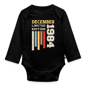 Dezember 1984 - Dezember 1984 Geburtstagsgeschenk - Baby Bio-Langarm-Body - Schwarz - Vorne