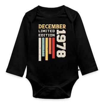 December 1978 - December 1978 Birthday Gift - Organic Longsleeve Baby Bodysuit - black - Front