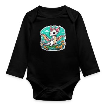 bébé dragon asiatique - japon - chinoise - Body Bébé bio manches longues - noir - Devant