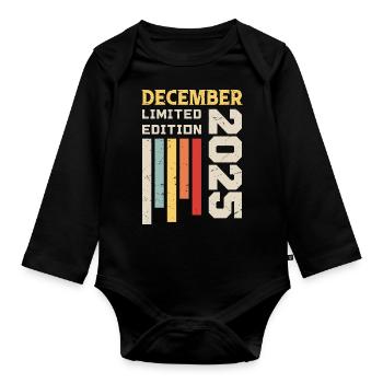 December 2025 - December 2025 Birthday Gift - Organic Longsleeve Baby Bodysuit - black - Front