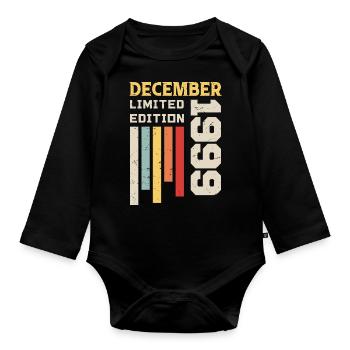 December 1999 - December 1999 Birthday Gift - Organic Longsleeve Baby Bodysuit - black - Front