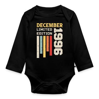 December 1996 - December 1996 Birthday Gift - Organic Longsleeve Baby Bodysuit - black - Front