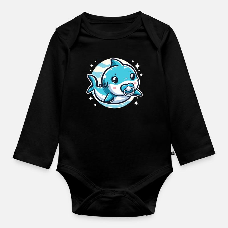 Bébé requin - Body Bébé bio manches longues - noir