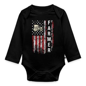 Tractor Lover Funny Tractor Gift - Organic Longsleeve Baby Bodysuit - black - Front
