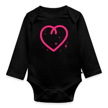 Glitzer Herz - Baby Bio-Langarm-Body - Schwarz - Vorne