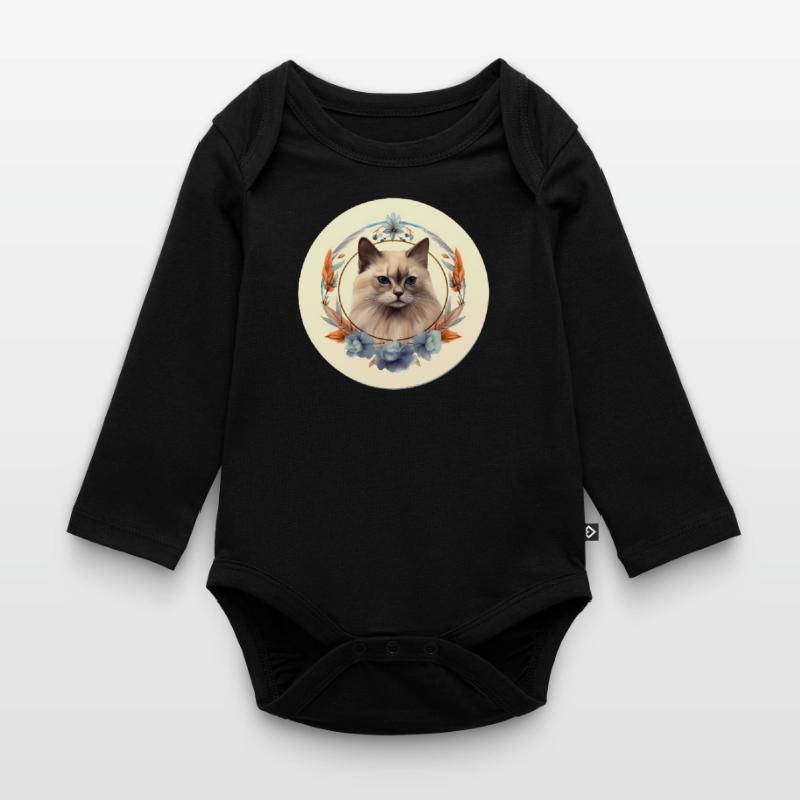 Burmesische Katze Boho Elemente, Katzen Baby Bio-Langarm-Body