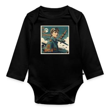 Too Much Perspective........Amelia - Organic Longsleeve Baby Bodysuit - black - Front