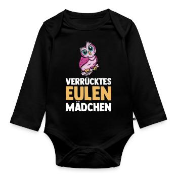 Eulen - Baby Bio-Langarm-Body - Schwarz - Vorne
