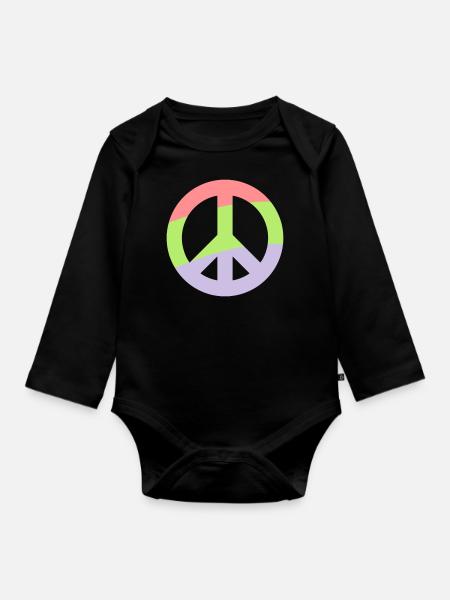 Peace - Baby Bio-Langarm-Body - Schwarz