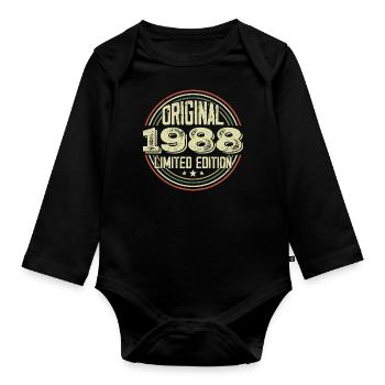 1988 Birthday Parties, A Legendary Vintage - Organic Longsleeve Baby Bodysuit - black - Front