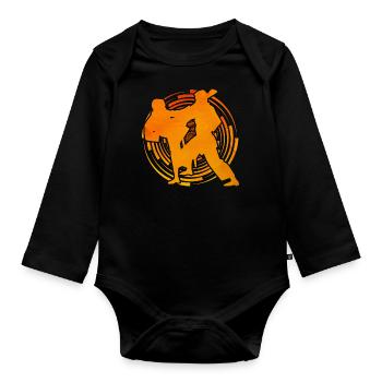 Karate - Organic Longsleeve Baby Bodysuit - black - Front