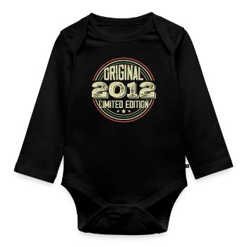 2012 Birthday celebrations, a legendary vintage - Organic Longsleeve Baby Bodysuit - black - Front