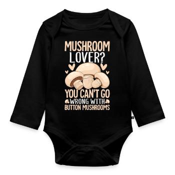Mushrooms Gifts- Pilze Geschenkidee- Pilze Tshirt - Baby Bio-Langarm-Body - Schwarz - Vorne