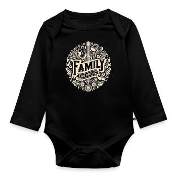 Famille Musique Équipe Instrument De Musique Cadeau Son - Body Bébé bio manches longues - noir - Devant