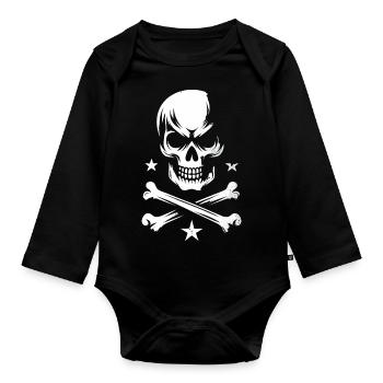 Crâne de pirate - Body Bébé bio manches longues - noir - Devant