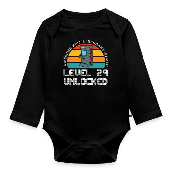 Level 29 - Organic Longsleeve Baby Bodysuit - black - Front