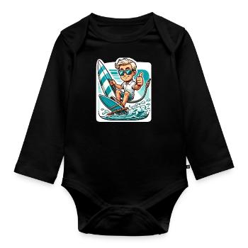 Surf - Body Bébé bio manches longues - noir - Devant