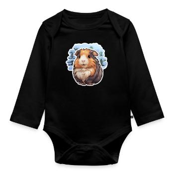Winter guinea pig - Organic Longsleeve Baby Bodysuit - black - Front