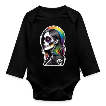 Halloween - Rock & Regenbogen - Baby Bio-Langarm-Body - Schwarz - Vorne