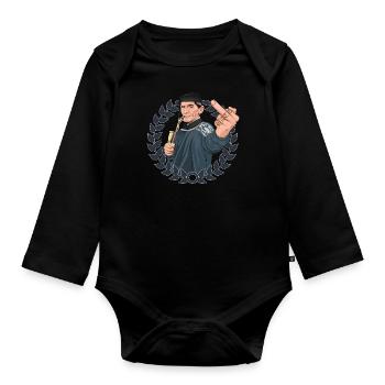Rieser Grantler // Illustration - Baby Bio-Langarm-Body - Schwarz - Vorne