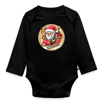 Santa Claus - Organic Longsleeve Baby Bodysuit - black - Front